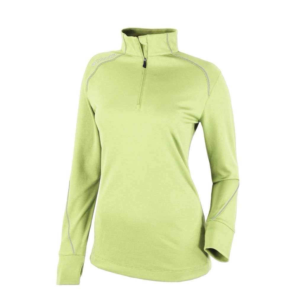 NWT Columbia Golf Omni Wick 2.0 Medium LS Top shotgun 1/4 zip Neon Yellow Women